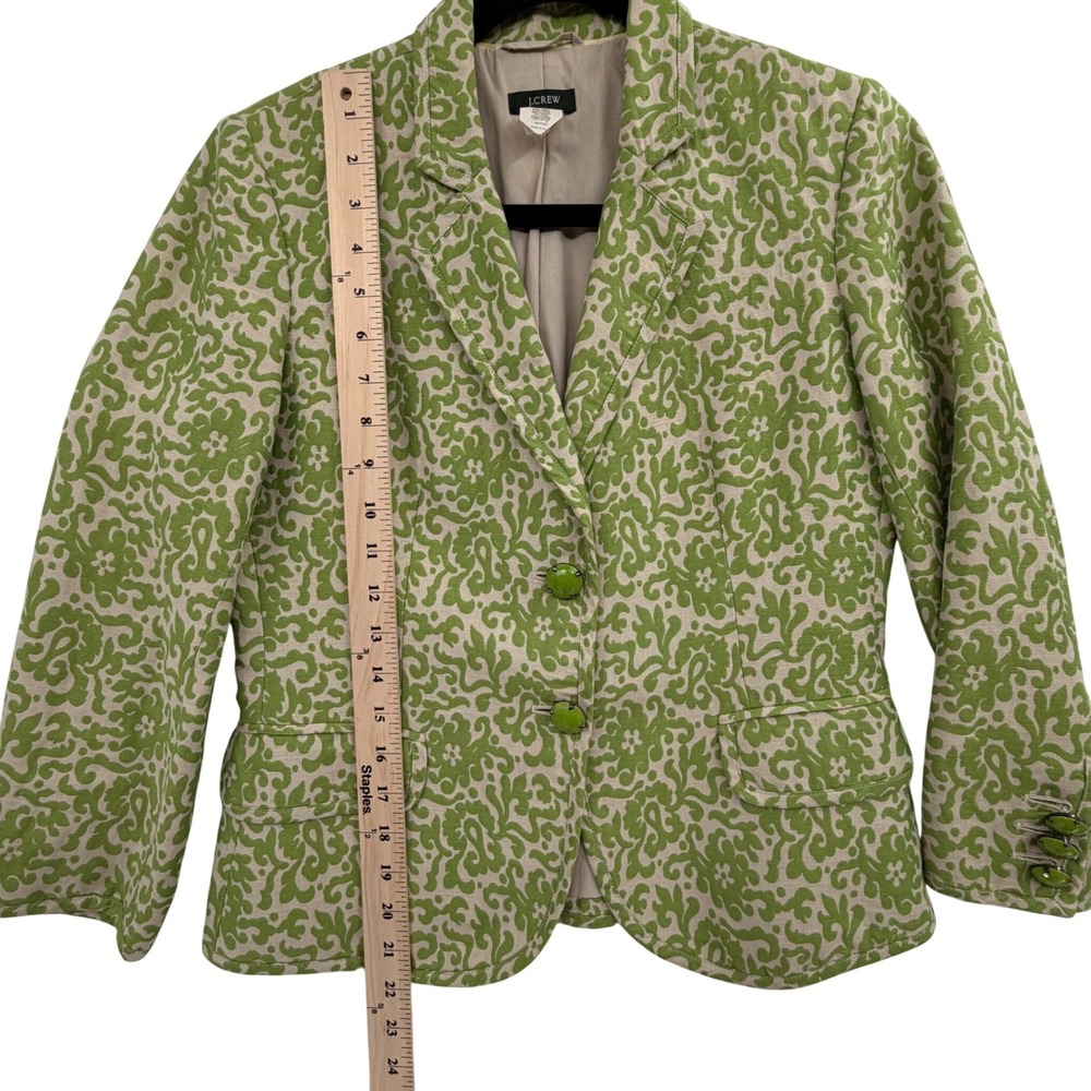 Vintage Y2K‎ J. Crew Blazer Lady Jacket 4 Green Paisley Floral Twee Preppy - Picture 9 of 10